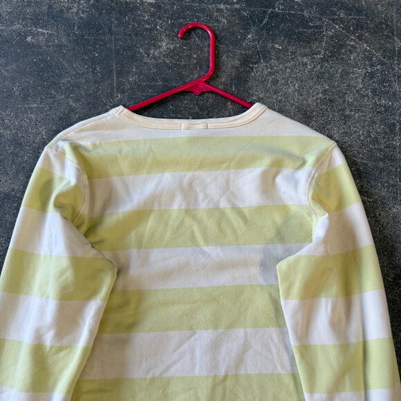 Vintage Gap Crewneck Sweater Womens L White Yellow Striped Y2K Preppy Stretch - Picture 5 of 8